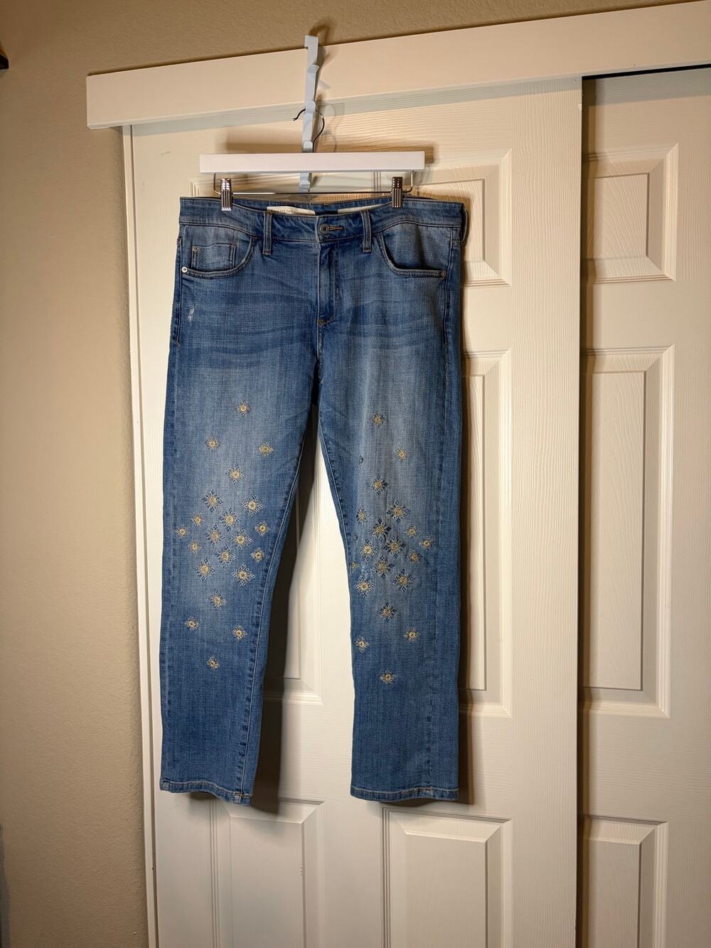 Wmns Pilcro AnthroMed Wash Embroidered Straight Crop Jeans Sz 31